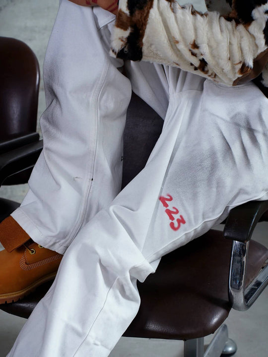 TGFCLUB Kill Graffiti Distressed White Flared Jeans | Face 3 Face