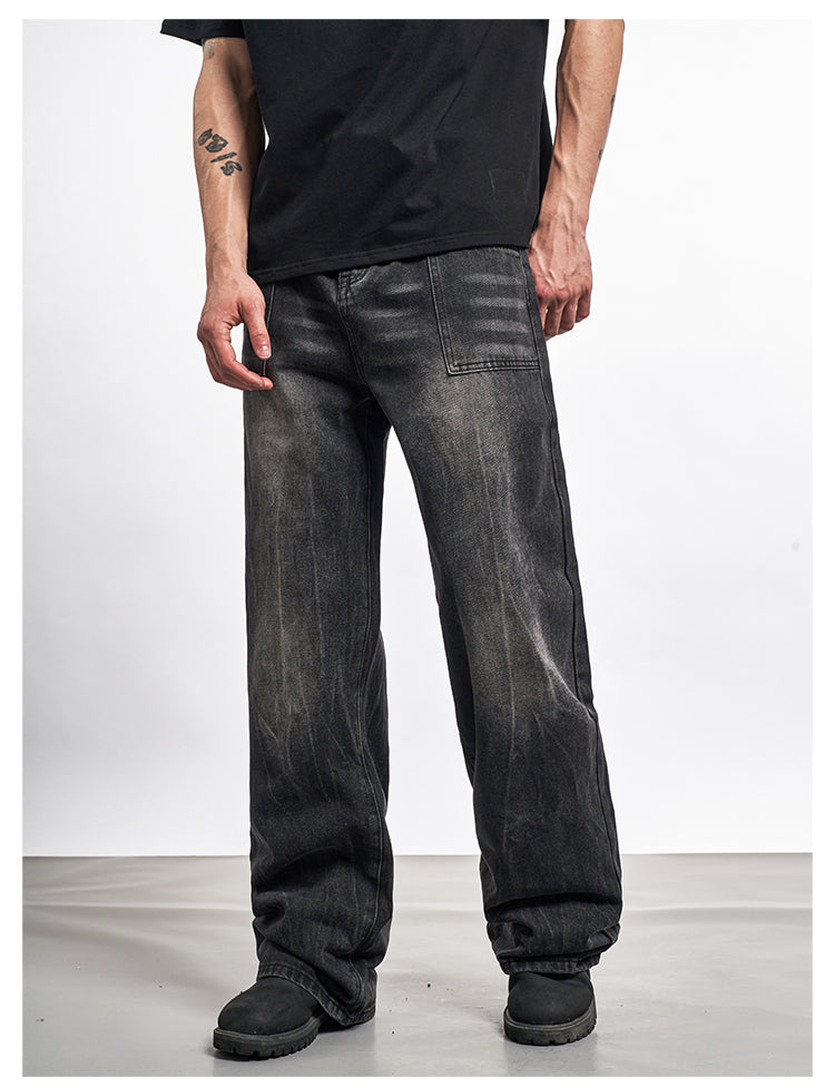 F3F Select Black Washed Patch Pocket Jeans | Face 3 Face