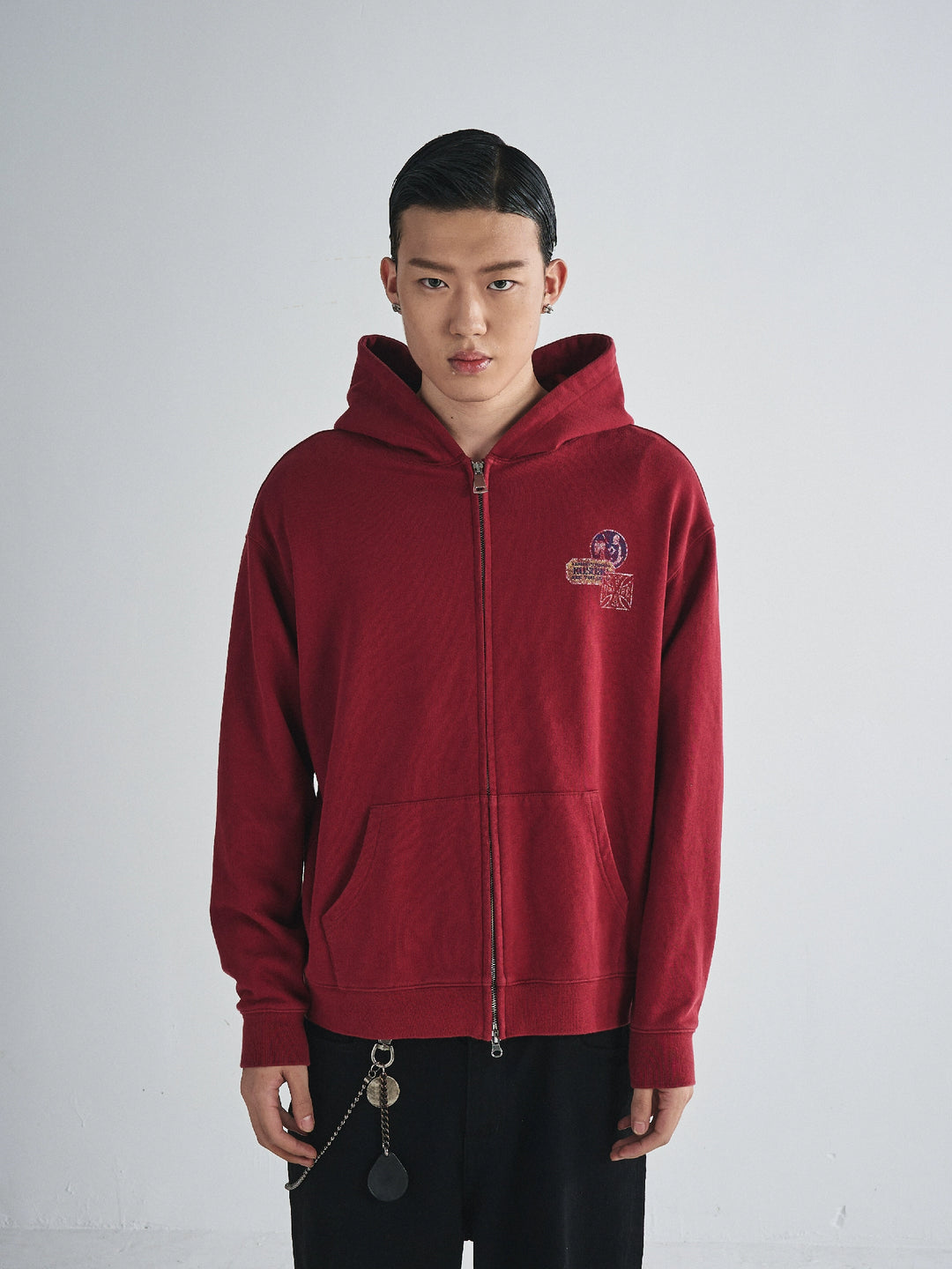 RUSURE Vintage Print Zip Up Hoodie | Face 3 Face