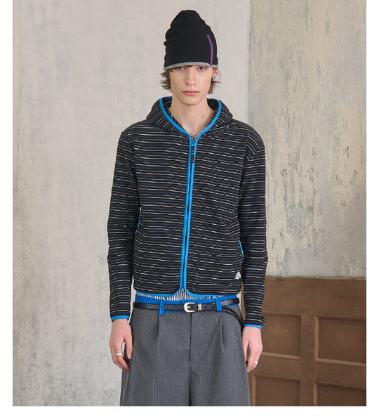 S45 Soft Textured Striped Zip Up Hoodie | Face 3 Face