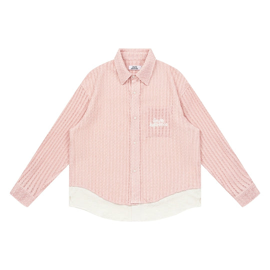 EMPTY REFERENCE Pink Faux Two Piece Long Sleeve Shirt | Face 3 Face