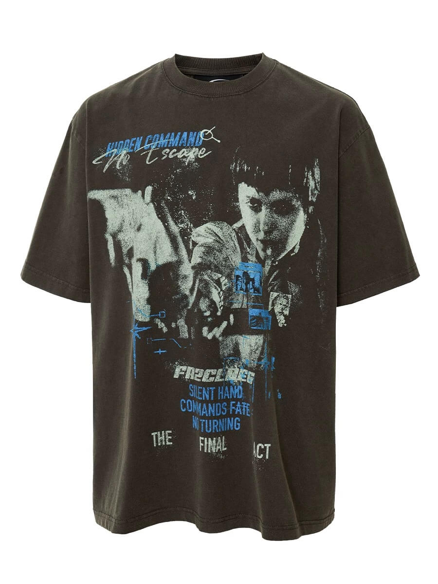 F2CE Aged Pistol Photo Print Washed Distressed Short Sleeve Tee | Face 3 Face