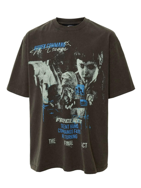 F2CE Aged Pistol Photo Print Washed Distressed Short Sleeve Tee | Face 3 Face