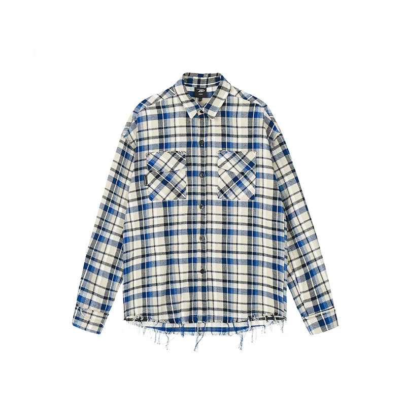 Achock Plaid Fringe Long Sleeved Flannel Shirt | Face 3 Face