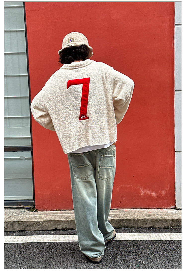Remedy Number Patch Embroidered Polo Knit Sweater | Face 3 Face