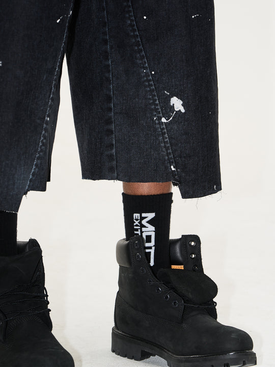 BLIND NO PLAN Washed Inked Flocked Denim Baggy Shorts | Face 3 Face