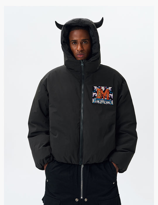MEDM Angel & Devil Fluffy-Eared Hooded Down Jacket | Face 3 Face