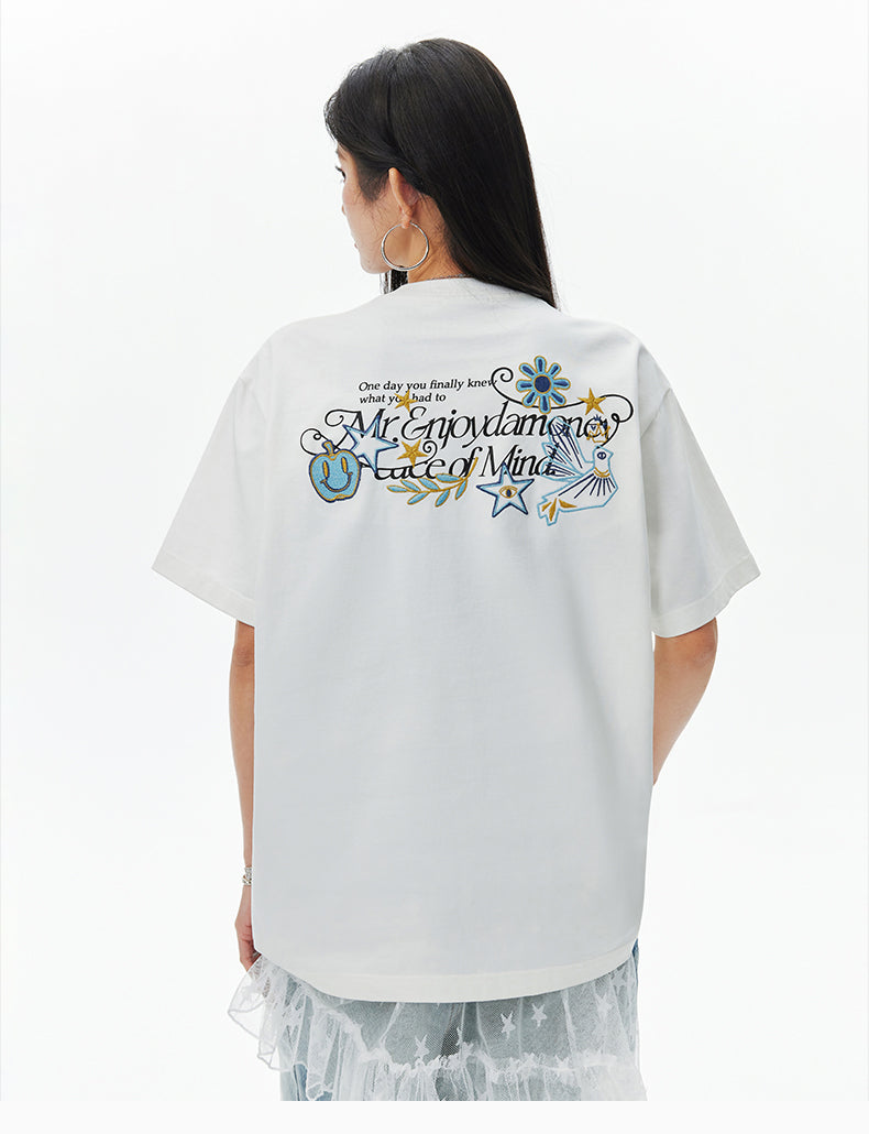 MEDM Glitter Bird and Apple Embroidered Tee | Face 3 Face