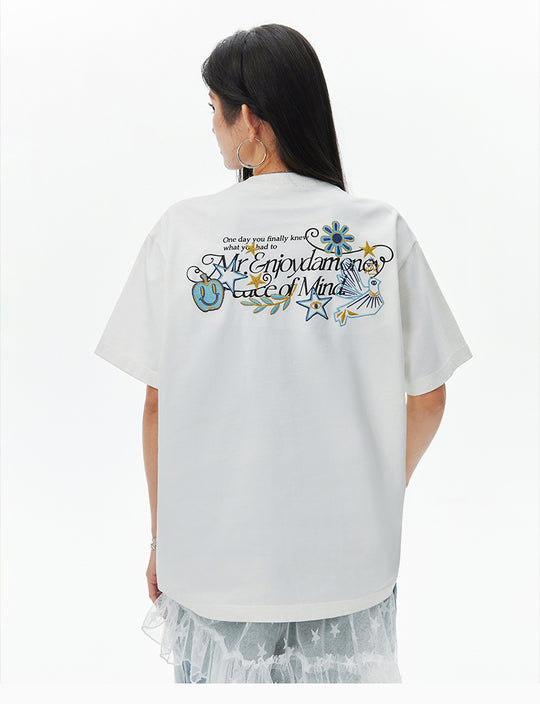 MEDM Glitter Bird and Apple Embroidered Tee | Face 3 Face