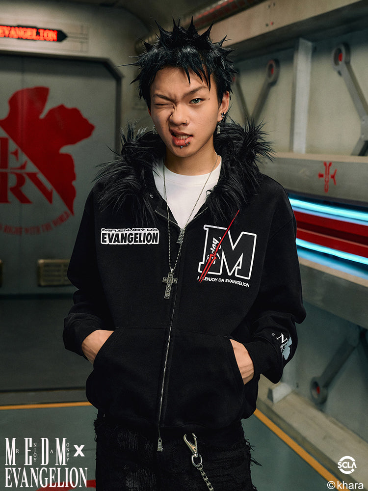 MEDM x EVA Lilith Removable Fur Zip-Up Hoodie | Face 3 Face