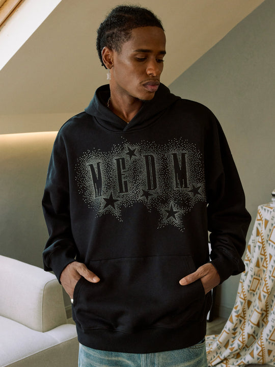MEDM Rhinestone Star & Logo Hoodie | Face 3 Face
