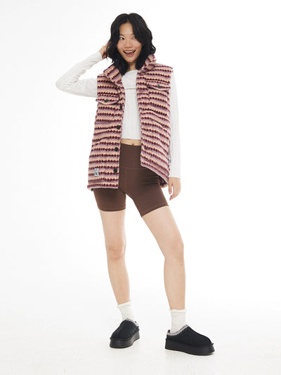 EMPTY REFERENCE Tweed Striped Puffer Vest | Face 3 Face