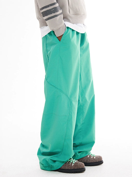 EMPTY REFERENCE Green Structure Split Design Loose Pants | Face 3 Face