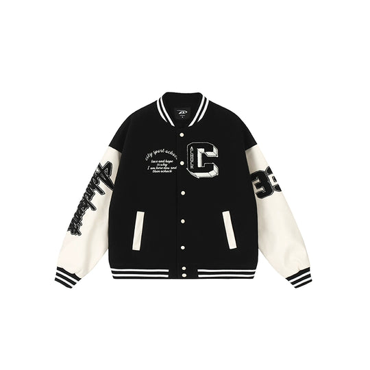 Racer varsity jacket | Achock Basic Embroidery Varsity Jacket | Face 3 Face