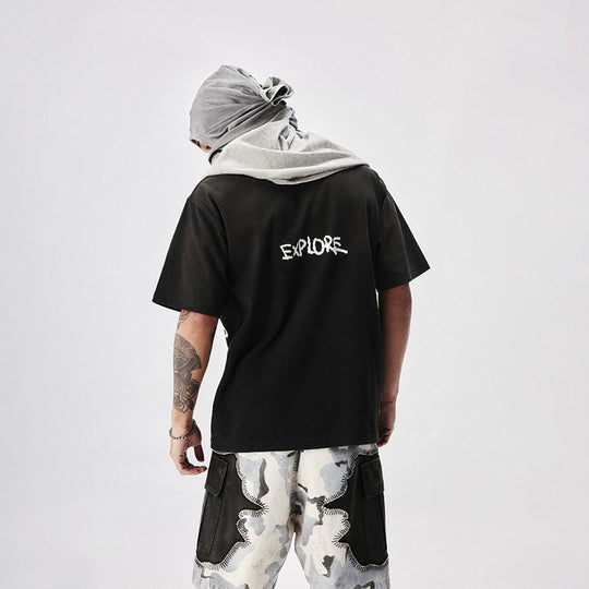 Labt Cracked Print Spray Dirty Washed Faded Tee | Face 3 Face