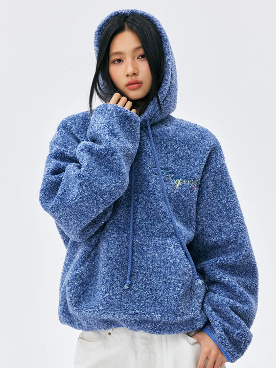 MEDM Gradient Embroidery Sherpa Fleece Hoodie | Face 3 Face