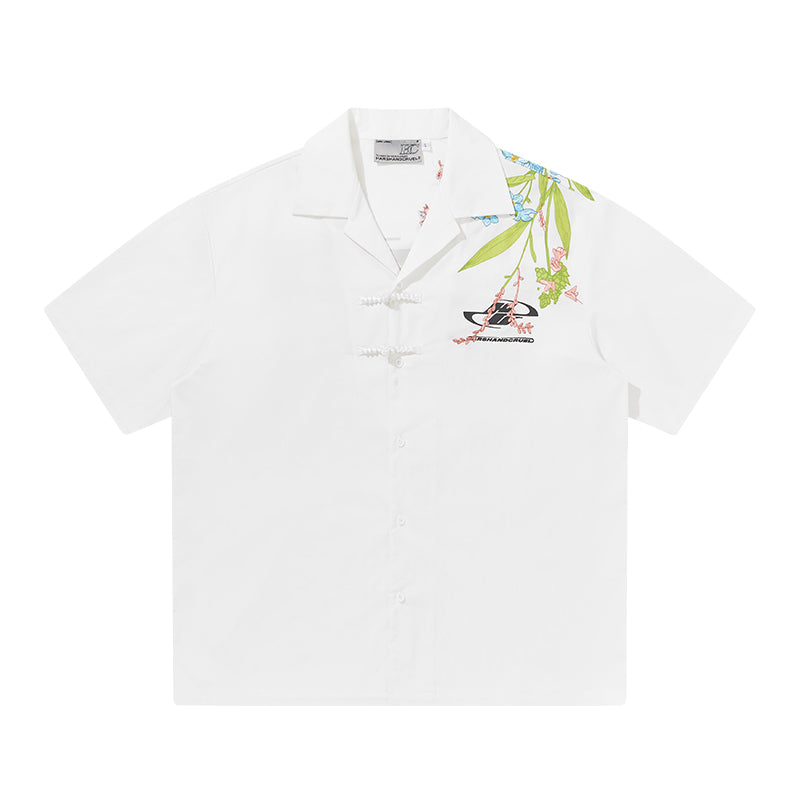Harsh and Cruel Floral Embroidery Knots Cuban Shirt