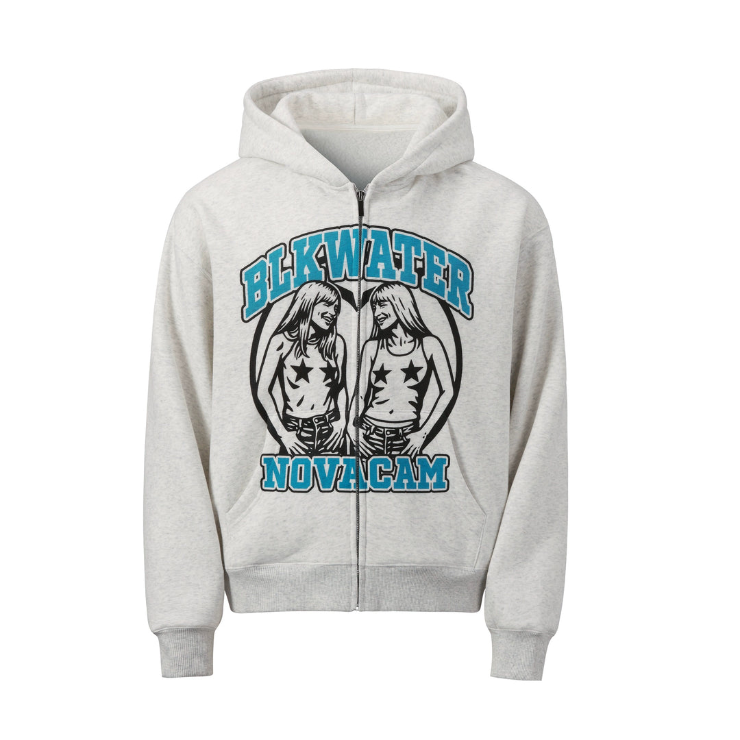 NOVACAM Vintage Print Zip Up Hoodie | Face 3 Face