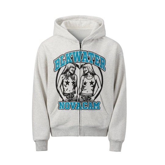 NOVACAM Vintage Print Zip Up Hoodie | Face 3 Face