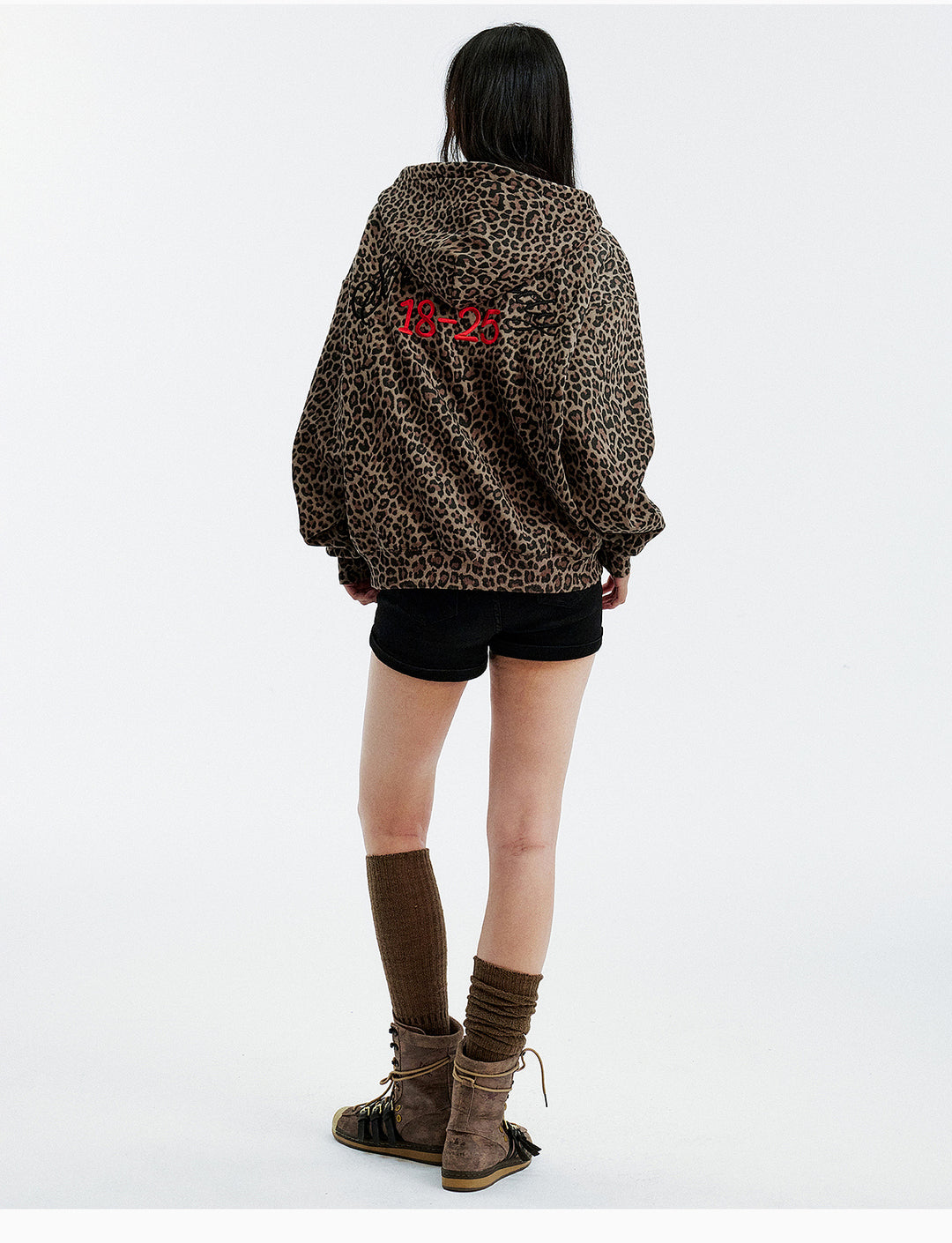 MEDM Embroidered Leopard Zip Up Hooded Jacket | Face 3 Face
