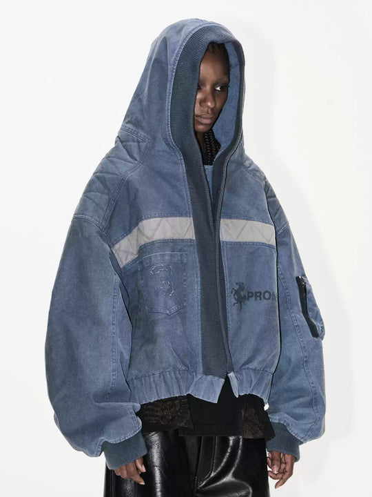 BLIND NO PLAN Washed Distressed MA-1 Work Jacket | Face 3 Face