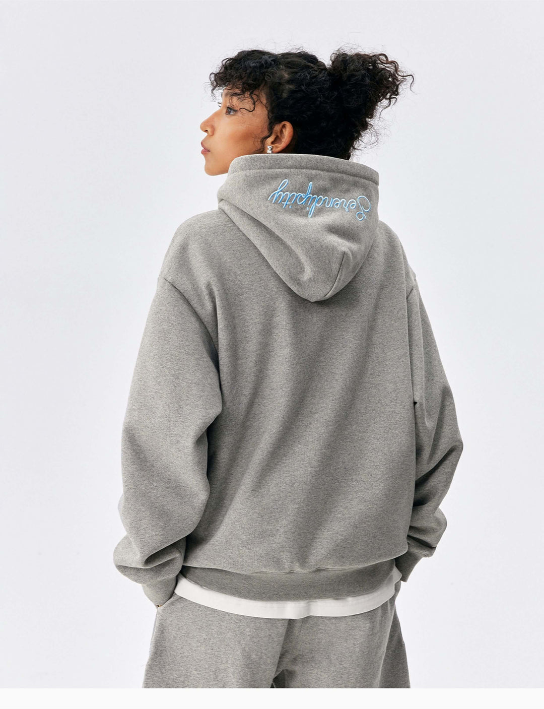 MEDM Basic One Point Embroidered Logo Oversized Hoodie | Face 3 Face