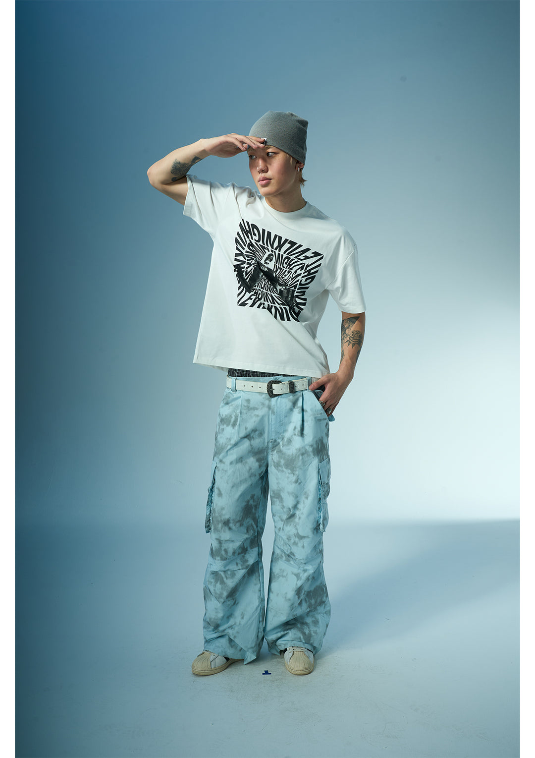 EVILKNIGHT(EK) 3D Portrait and Letter Print Tee | Face 3 Face