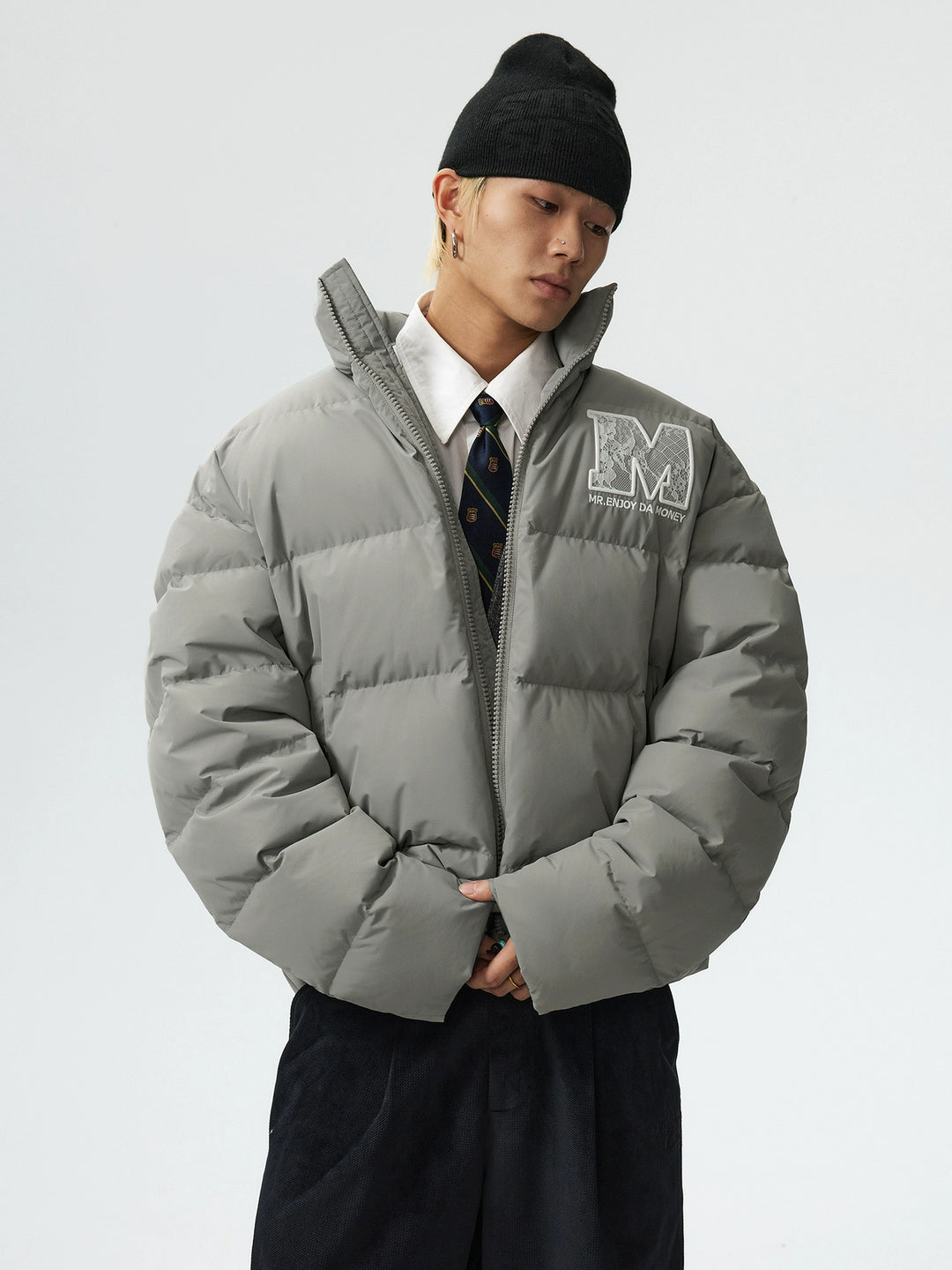 MEDM 3D Embroidered Lace Puffer Jacket | Face 3 Face