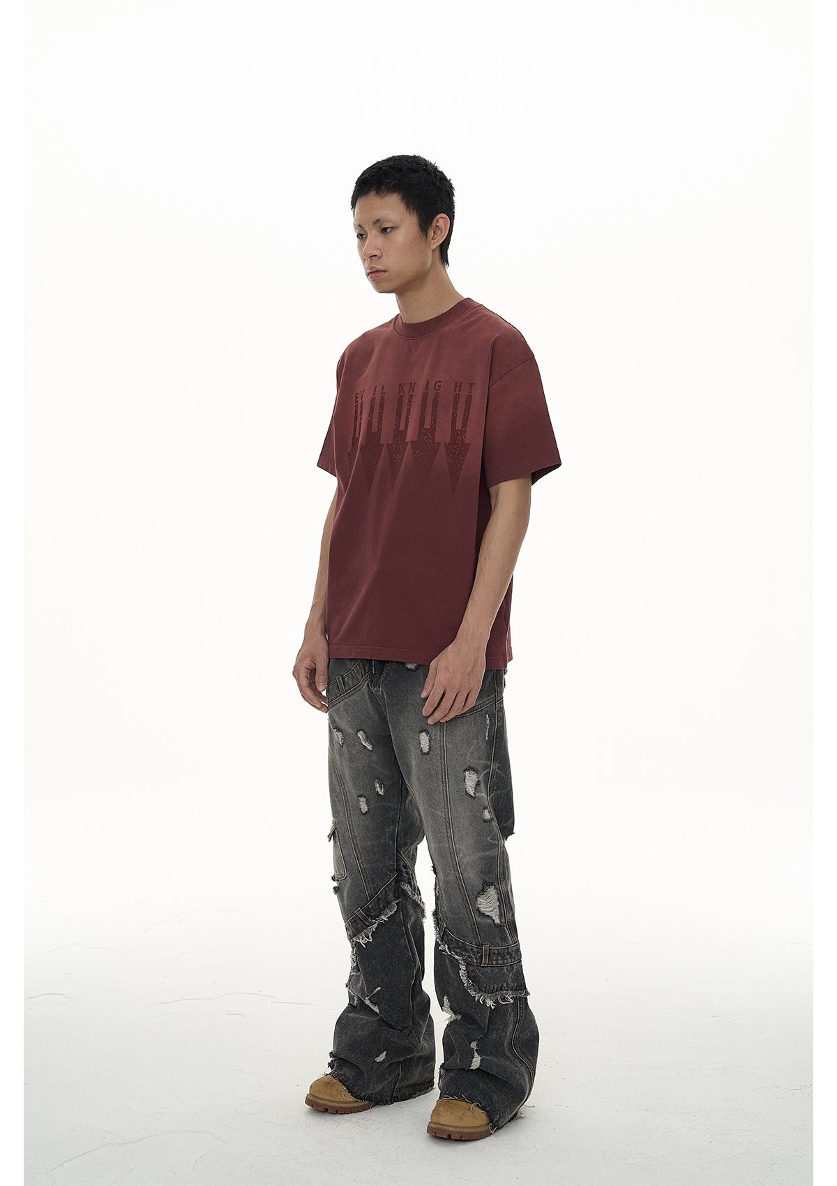 EVILKNIGHT(EK) Arrow Print Old Wash Basic Tee | Face 3 Face