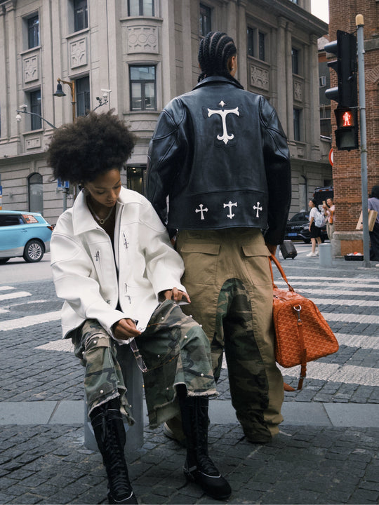 STEEPC Two Tone Leather Racing Jacket | Face 3 Face