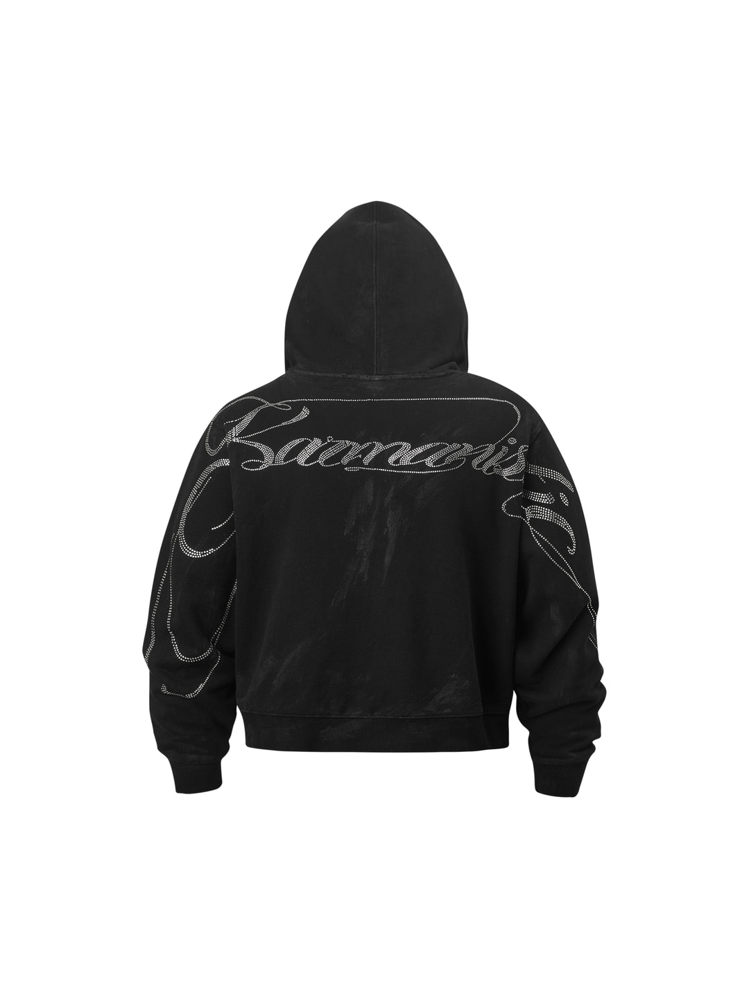 KARMANISTIC Rhinestone Logo Dirty Dye Zip Up Hoodie | Face 3 Face