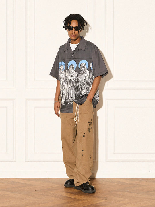 EMPTY REFERENCE Genesis Hand Painted Lines Short Sleeve Shirt