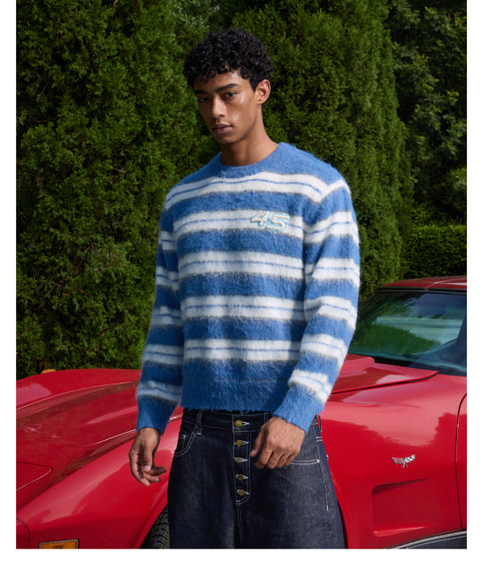 S45 Striped Pearl Brushed Knit Sweater | Face 3 Face