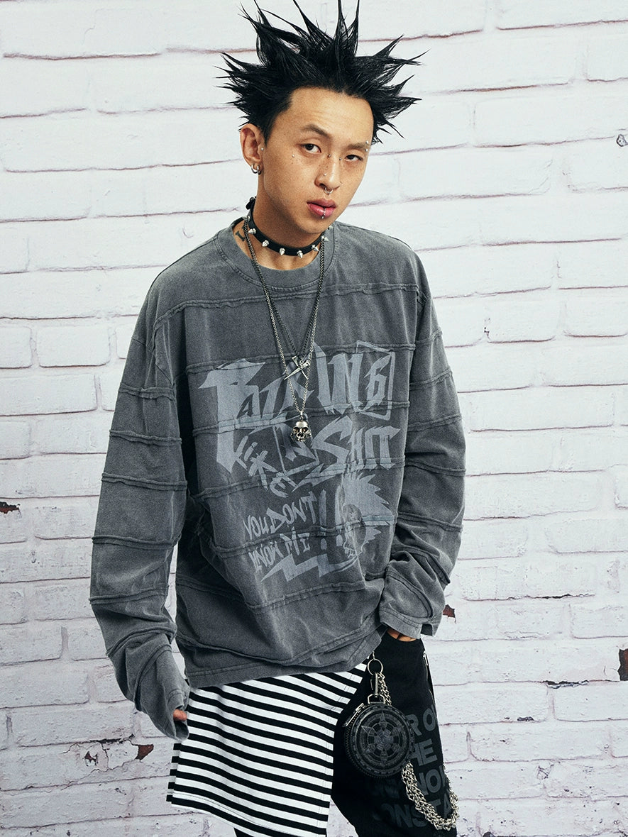 VENTUREK Washed Deconstructed Patchwork Long Sleeve Tee | Face 3 Face