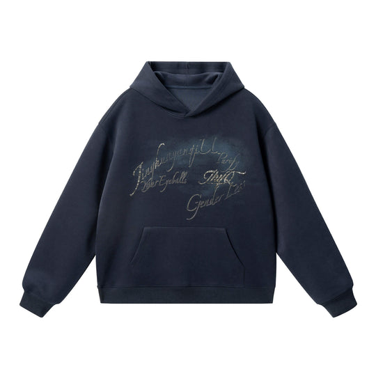 JHYQ Vintage Gradient Lettering Print Hoodie | Face 3 Face