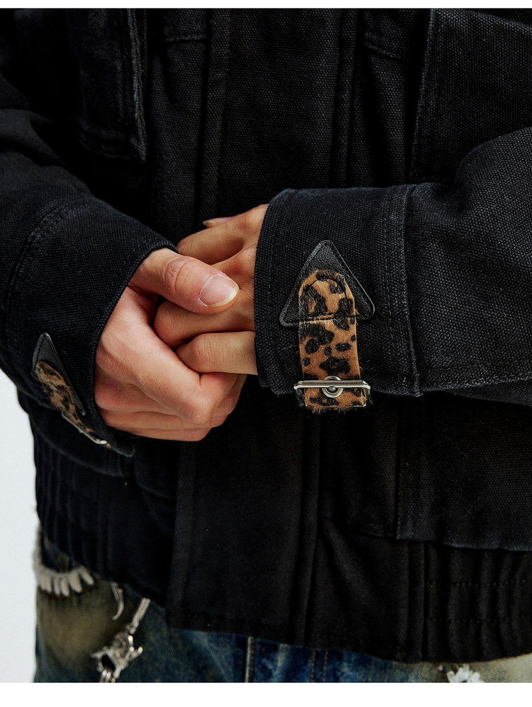 MEDM Leopard Collar Belted Work Jacket | Face 3 Face