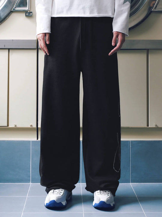 MEDM Rhinestone Script Logo Sweatpants | Face 3 Face