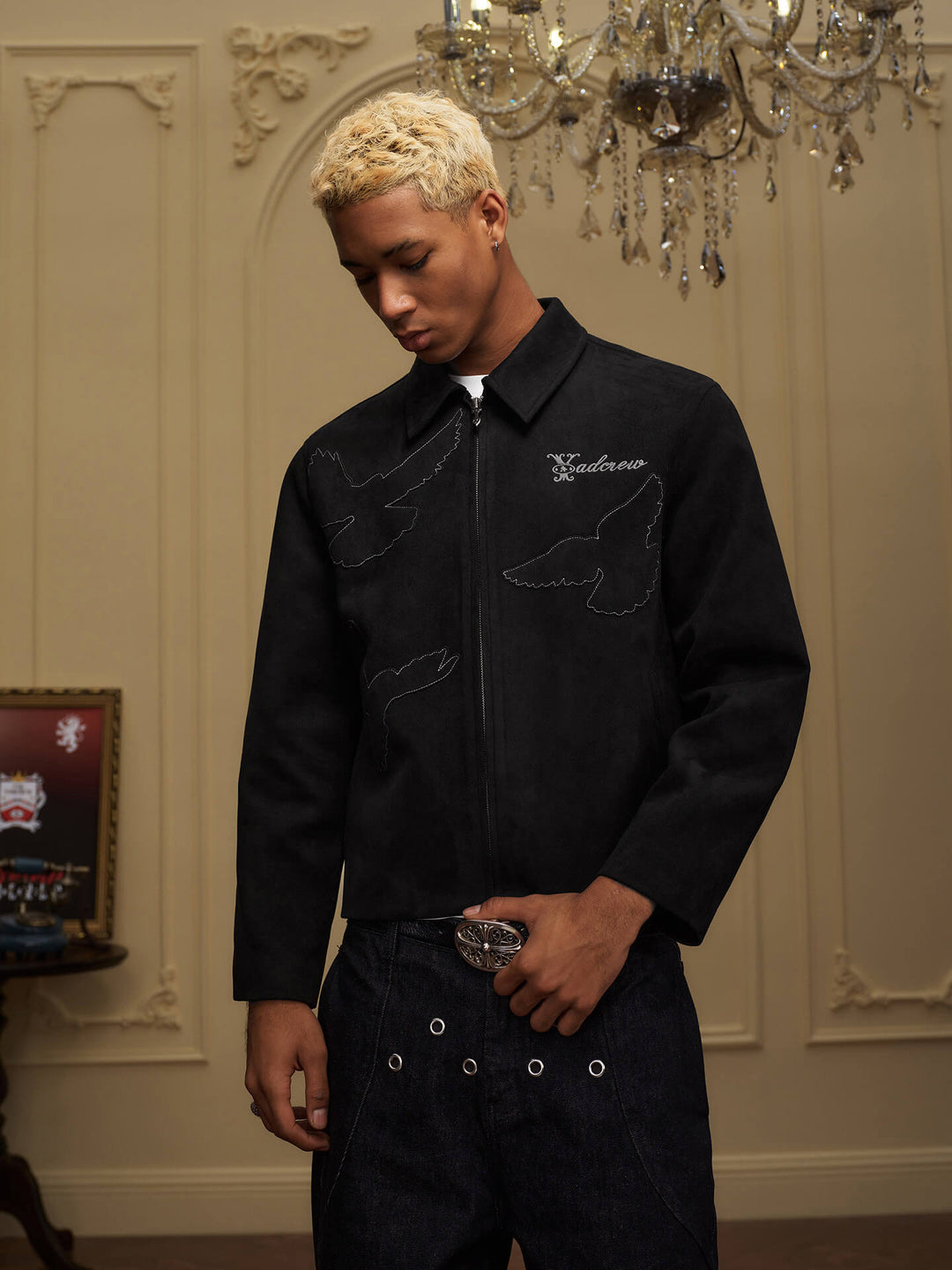 YADcrew Peace Dove Patch Suede Jacket | Face 3 Face