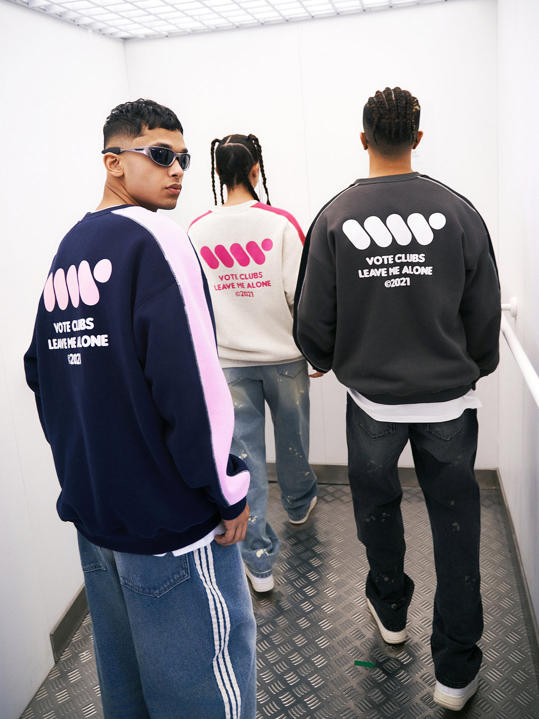 VOTE VVVVOTE Color Blocked Striped Sweatshirt