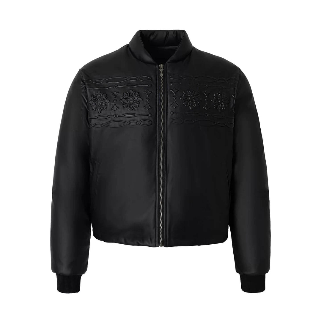YADcrew Embossed PU Leather Down Jacket | Face 3 Face