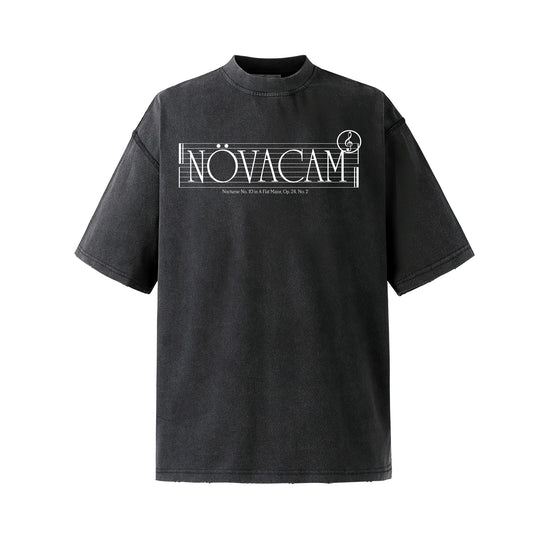NOVACAM Musical Notes Logo Washed Reverse Stitching Tee | Face 3 Face