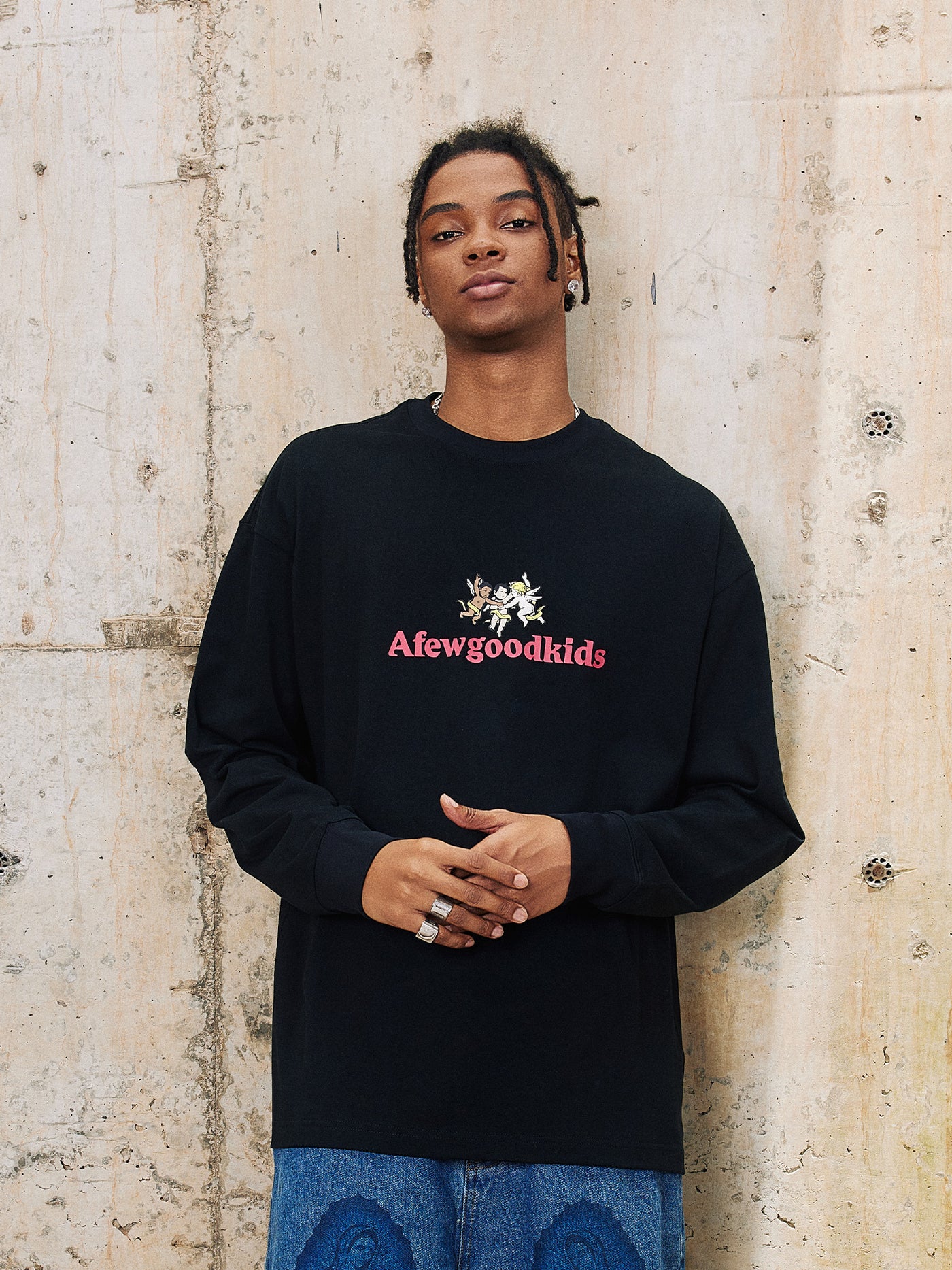 AFGK Angel Logo Contrast Color Long Sleeved Tee | Face 3 Face