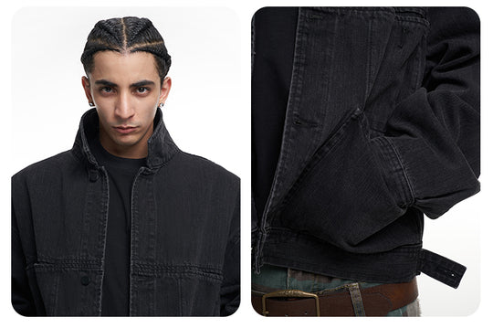 F3F Select Classic Black Washed Denim Jacket | Face 3 Face