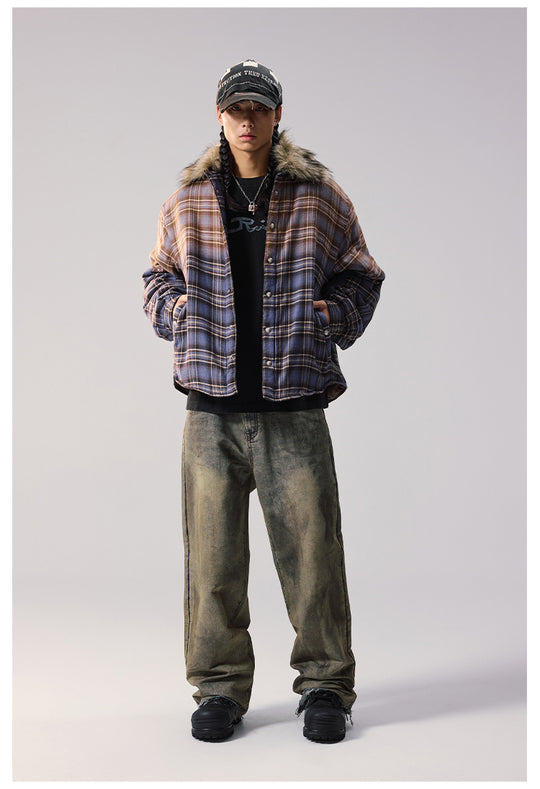 Remedy Gradient Plaid Quilted Lined Shirt Jacket | Face 3 Face