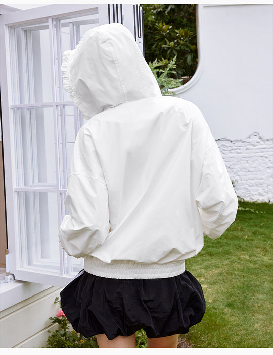 MEDM Pearl Logo Lace Hooded Zip Jacket | Face 3 Face