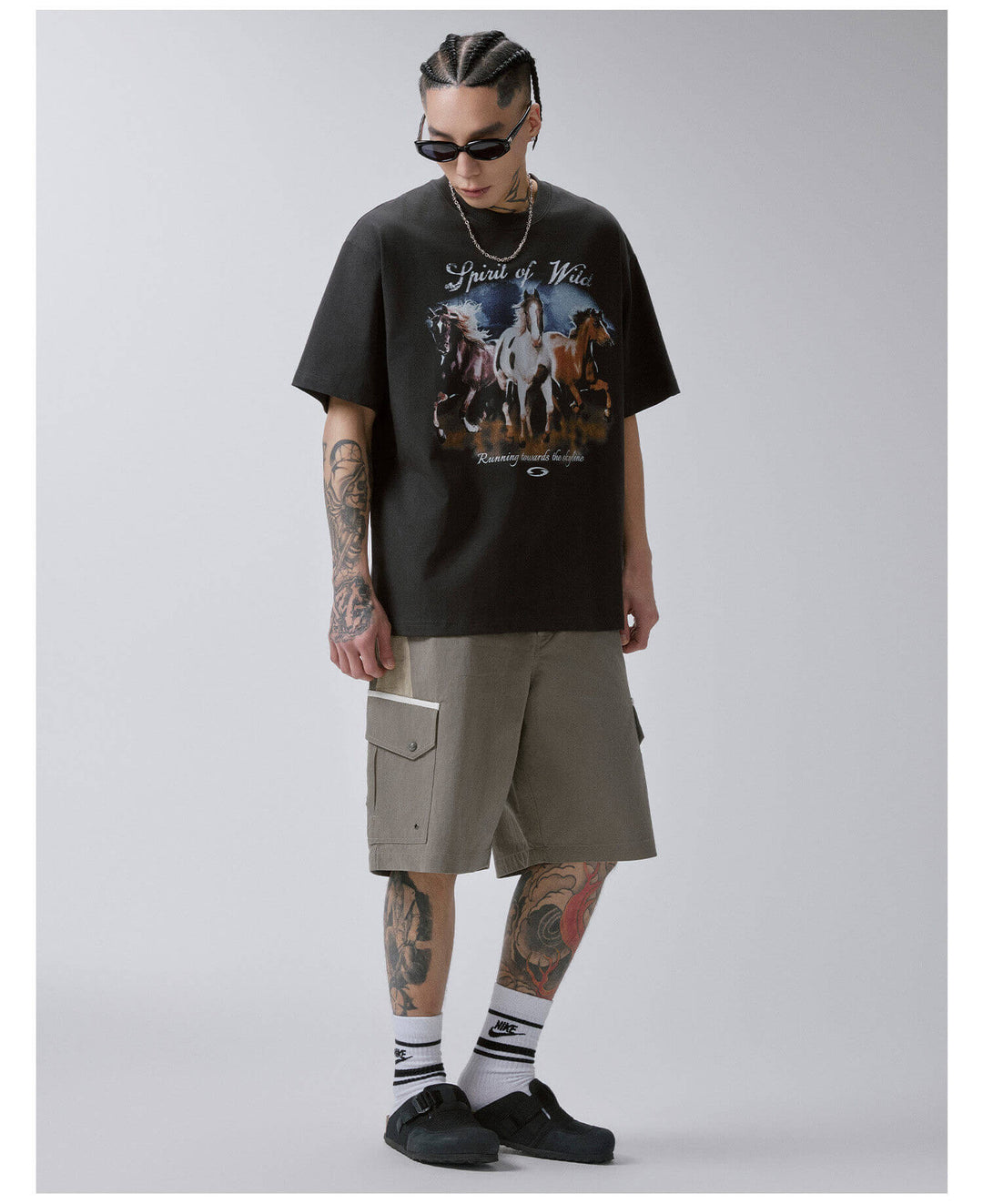 F2CE Galloping Horse Graphic Washed Short Sleeve Tee | Face 3 Face