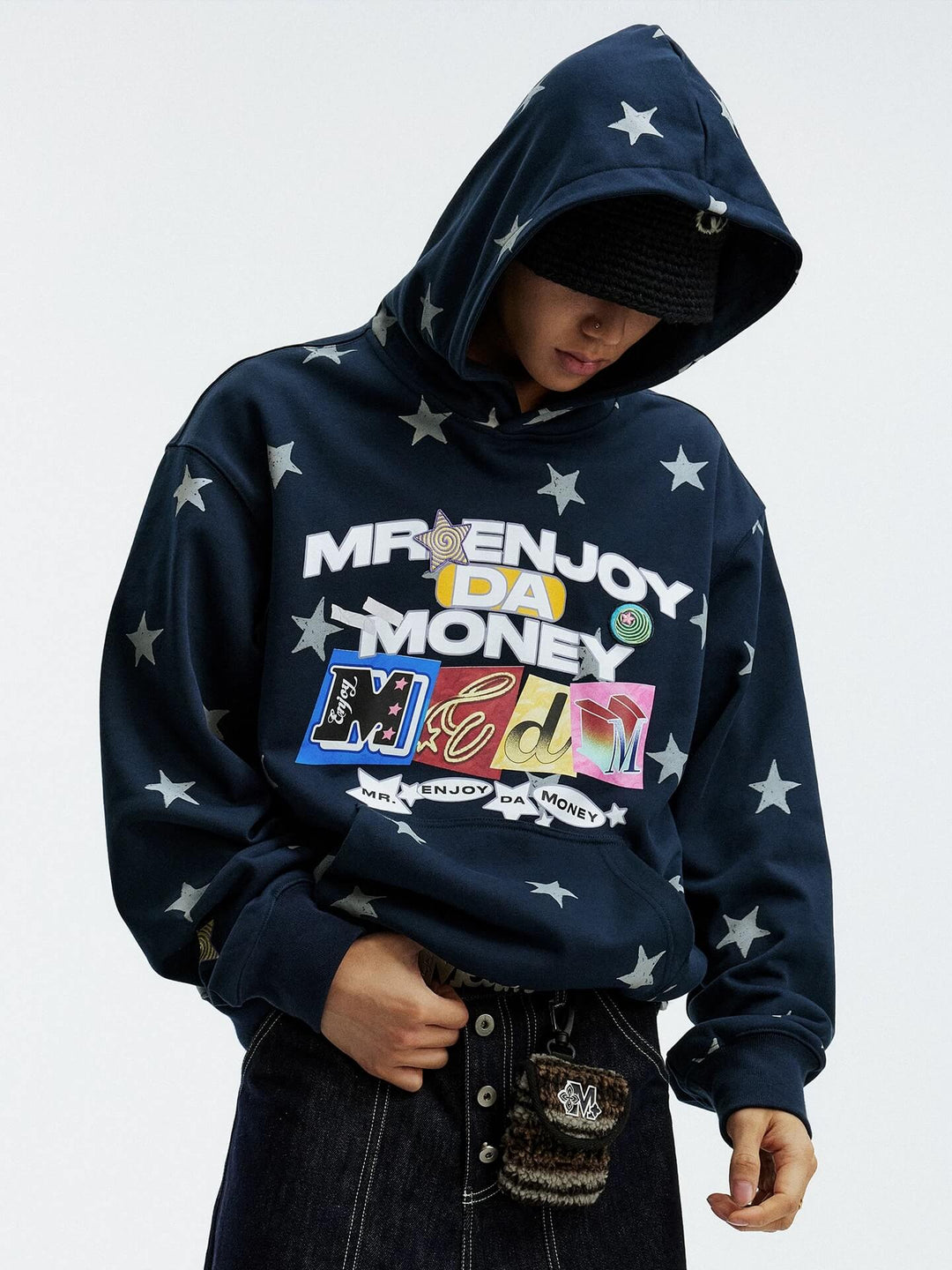 MEDM All Over Star and Graphic Logo Print Hoodie | Face 3 Face