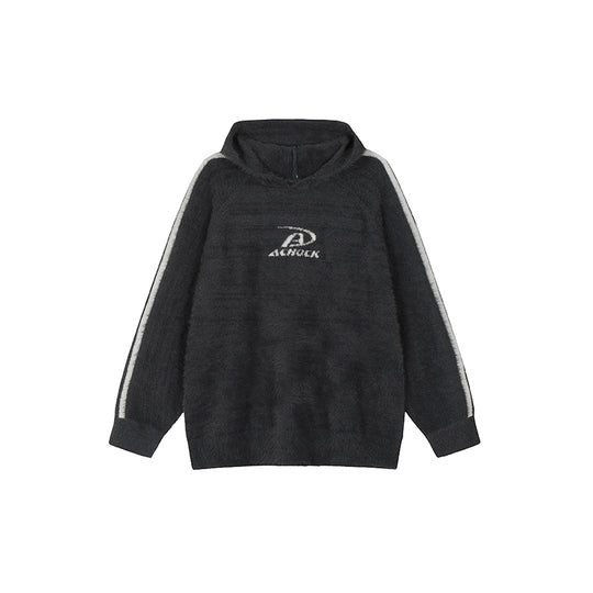 Achock Logo Jacquard Mink Wool Knit Hoodie