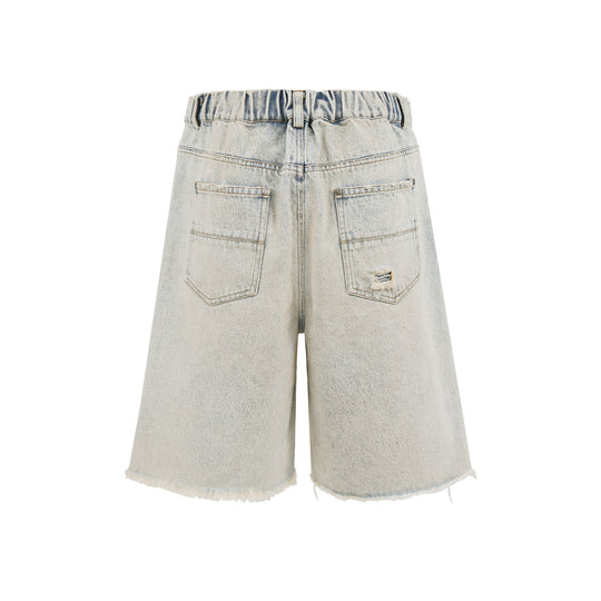 UNDERWATER Washed Damaged Light Blue Denim Shorts | Baggy Jorts | Face 3 Face