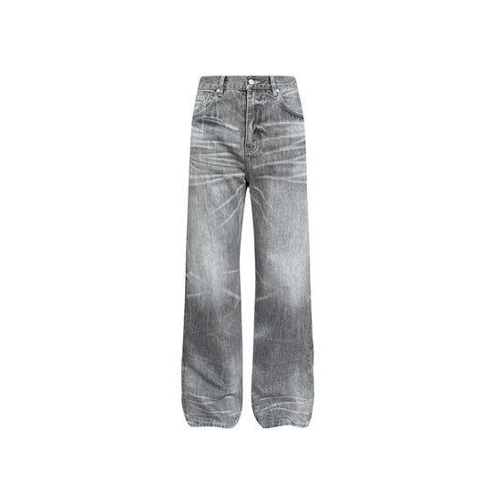 S45 Vintage Whisker Wash Distressed Slub Denim Jeans